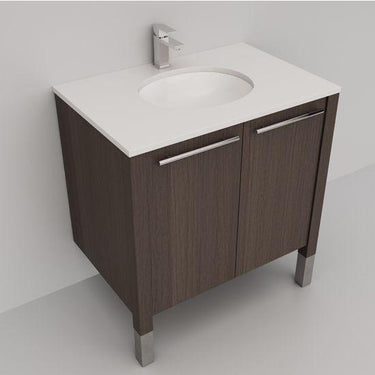 Cantrio VS-EM Bathroom Vanity Set With Brown cabinet, White Quartz Top, and Sink Vanity Cantrio
